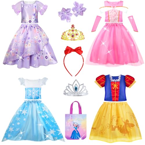 WIKITOT Prinzessinnenkostüme für Mädchen, 4 Sets Feen-Prinzessinnen-Kostüme mit Schmuck für Mädchen, Spielzeug im Alter von 3 bis 8 Jahren, Verkleidung für Kinder, Rollenspiel-Kostüme WIKITOT Prinzessinnenkostüme für Mädchen, 4 Sets Feen-Prinzessinnen-Kostüme mit Schmuck für Mädchen, Spielzeug im Alter von 3 bis 8 Jahren, Verkleidung für Kinder, Rollenspiel-Kostüme von WIKITOT