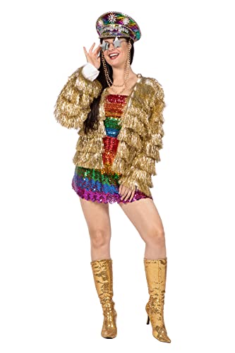 WILBERS & WILBERS 4498-28-S/M Partyjacke für Festival/Silvester mit Glitzerfransen, Damen, Gold, S/M WILBERS & WILBERS 4498-28-S/M Partyjacke für Festival/Silvester mit Glitzerfransen, Damen, Gold, S/M von WILBERS & WILBERS