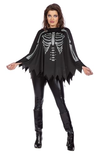 WILBERS & WILBERS 4959 - Poncho Skelett mit Strasssteinen, für Erwachsene, glitzernder Überwurf, für Halloween, Karneval WILBERS & WILBERS 4959 - Poncho Skelett mit Strasssteinen, für Erwachsene, glitzernder Überwurf, für Halloween, Karneval von WILBERS & WILBERS
