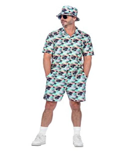 WILBERS & WILBERS 5679 - Festival Set für Herren, Palmenmotiv, Shorts, Shirt, Party Outfit, für Festival, Karneval von WILBERS & WILBERS