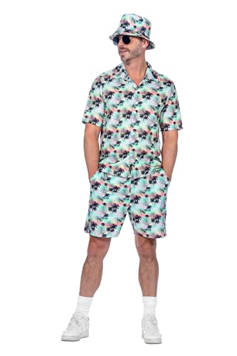 WILBERS & WILBERS 5679 - Festival Set für Herren, Palmenmotiv, Shorts, Shirt, Party Outfit, für Festival, Karneval von WILBERS & WILBERS