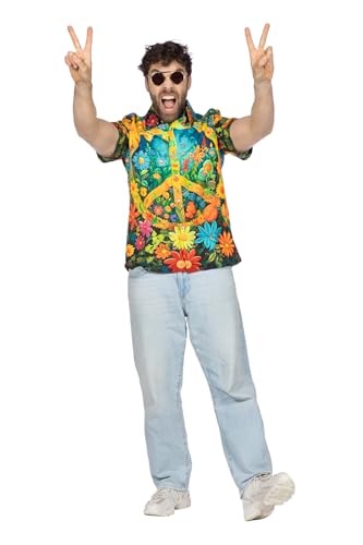 WILBERS & WILBERS 5782 - Hawaii Hemd mit Peace- und Blumen Motiv, kurzarm, Shirt, Oberteil, Festival Outfit, Strandhemd, Partyhemd Sommer WILBERS & WILBERS 5782 - Hawaii Hemd mit Peace- und Blumen Motiv, kurzarm, Shirt, Oberteil, Festival Outfit, Strandhemd, Partyhemd Sommer von WILBERS & WILBERS