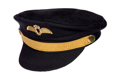 WILBERS & WILBERS 9756 - Stabile Pilotenmütze, schwarz, Kapitän, Uniform, für Karneval, Mottoparty WILBERS & WILBERS 9756 - Stabile Pilotenmütze, schwarz, Kapitän, Uniform, für Karneval, Mottoparty von WILBERS & WILBERS