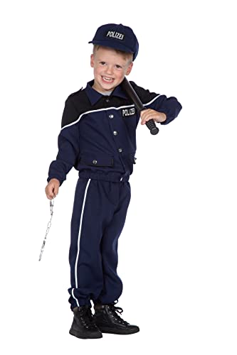 WILBERS & WILBERS Polizei Jungen Kostüm - Dreiteiliges Fasching Kostüm - Blaue Polizeiuniform in Originaloptik - Größe 104 von WILBERS & WILBERS
