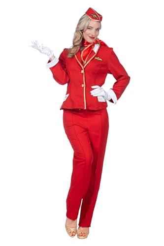 WILBERS & WILBERS 320467 - Kostüm Stewardess für Damen, Uniform, Flugbegleiterin, für Karneval, 42, Rot von WILBERS & WILBERS