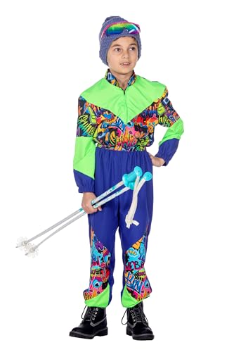 WILBERS & WILBERS 3492 - Kinderkostüm Retro Skianzug mit 80er Jahre Print, Sportlicher Skioverall, Schneeanzug, 116, Blau-grün WILBERS & WILBERS 3492 - Kinderkostüm Retro Skianzug mit 80er Jahre Print, Sportlicher Skioverall, Schneeanzug, 116, Blau-grün von WILBERS & WILBERS