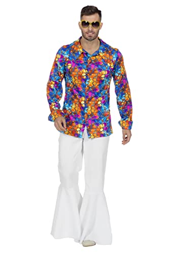 Wilbers & Wilbers Herren Kostüm Disco Party Hemd bunt blau Karneval Fasching Gr. 48 von WILBERS & WILBERS