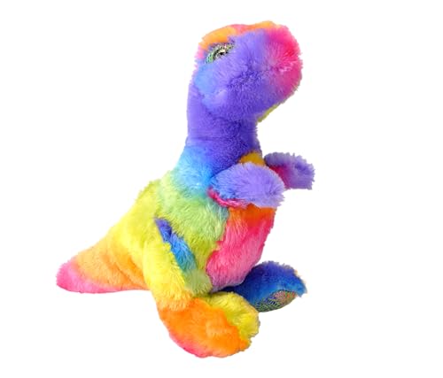 Wild Republic Rainbowkins T.Rex, Stofftier, 30 cm, Plüschspielzeug, Füllung aus gesponnenen recycelten Wasserflaschen von WILD REPUBLIC