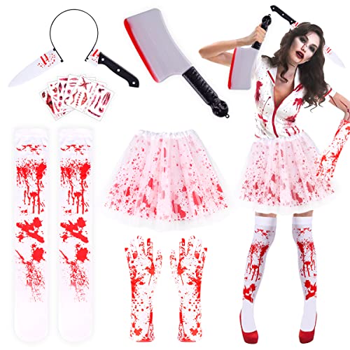 17PCS Karneval Blut Kostüm Damen Set, Tutu-Röcken und Strümpfen Blutbefleckten, Messer-Stirnband, Machete, Handschuhen,Tattoo-Aufklebern, Fasching Kostüm Damen Horror Deko Erwachsene Party Cosplay 17PCS Karneval Blut Kostüm Damen Set, Tutu-Röcken und Strümpfen Blutbefleckten, Messer-Stirnband, Machete, Handschuhen,Tattoo-Aufklebern, Fasching Kostüm Damen Horror Deko Erwachsene Party Cosplay von WILDPARTY