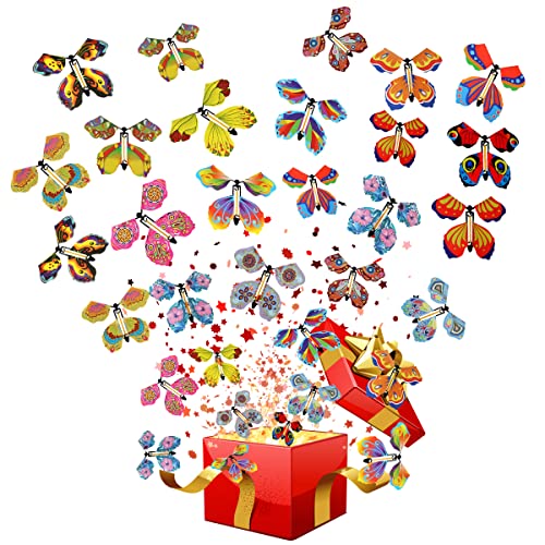 30PCS Fliegende Schmetterlinge Magische, Spielzeug 15 Stile Farbe mit Gummiband, Flying Butterfly Schmetterlinge Überraschung Geburtstag Hochzeit Geschenke Valentinstag Deko von WILDPARTY