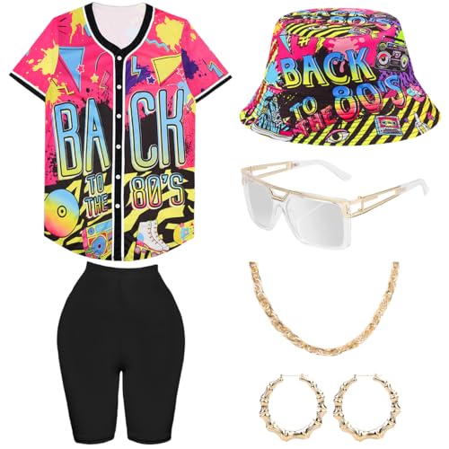 WILDPARTY 80er 90er Jahre Outfit Damen, Hip Hop Kostüm Lockere Oberteile Yoga Hose Fischerhüte Gläser Ohrringe Halskette, 1980 Accessoires Bunte Rapper Shirt Karneval Mottoparty Bad Taste WILDPARTY 80er 90er Jahre Outfit Damen, Hip Hop Kostüm Lockere Oberteile Yoga Hose Fischerhüte Gläser Ohrringe Halskette, 1980 Accessoires Bunte Rapper Shirt Karneval Mottoparty Bad Taste von WILDPARTY