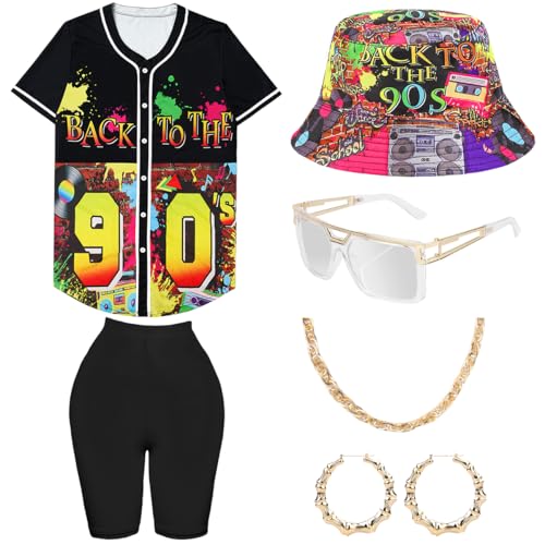 WILDPARTY 80er 90er Jahre Outfit Damen, Hip Hop Kostüm Lockere Oberteile Yoga Hose Fischerhüte Gläser Ohrringe Halskette, 1980 Accessoires Bunte Rapper Shirt Karneval Mottoparty Bad Taste WILDPARTY 80er 90er Jahre Outfit Damen, Hip Hop Kostüm Lockere Oberteile Yoga Hose Fischerhüte Gläser Ohrringe Halskette, 1980 Accessoires Bunte Rapper Shirt Karneval Mottoparty Bad Taste von WILDPARTY