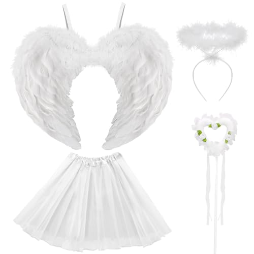 Engel Kostüm Damen Weiße, Tutu-Rock, Engel Flüge, Heiligenschein und Zauberstab, Engelsflügel Deko Kostüm Weiße Tutu-Rock, Weiße Flügel, Halloween Kostüme Cosplay Erwachsenes Angel-White-60cm-B Engel Kostüm Damen Weiße, Tutu-Rock, Engel Flüge, Heiligenschein und Zauberstab, Engelsflügel Deko Kostüm Weiße Tutu-Rock, Weiße Flügel, Halloween Kostüme Cosplay Erwachsenes Angel-White-60cm-B von WILDPARTY