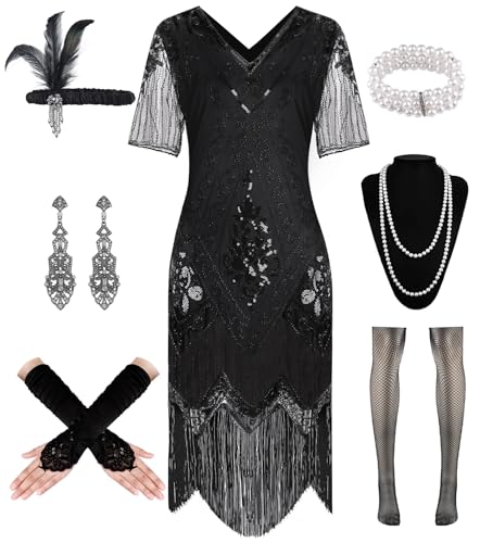 20er Jahre Kleid Roaring 20s Charleston Kleid, Flapper Kleid mit Dünn Ärmel Pailletten Perlen Fransen, CocktailkleidKleid 20er Jahre Accessoires, Vintage Mafia Kostüm Damen Fasching Karneval 20er Jahre Kleid Roaring 20s Charleston Kleid, Flapper Kleid mit Dünn Ärmel Pailletten Perlen Fransen, CocktailkleidKleid 20er Jahre Accessoires, Vintage Mafia Kostüm Damen Fasching Karneval von WILDPARTY