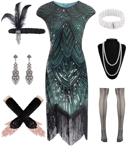 WILDPARTY 20er Jahre Kostüm Damen Charleston Kleid, Flapper Kleid mit Pailletten Perlen Fransen Netzstrümpfe, Kleider 20er Jahre Accessoires, Vintage Mafia Kostüm Damen Cocktailkleid WILDPARTY 20er Jahre Kostüm Damen Charleston Kleid, Flapper Kleid mit Pailletten Perlen Fransen Netzstrümpfe, Kleider 20er Jahre Accessoires, Vintage Mafia Kostüm Damen Cocktailkleid von WILDPARTY