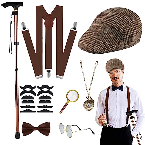 WILDPARTY 20er Jahre Kostüm Herren Accessoires, Faltbarer Krücken Metall, Lupe, Hut,Taschenuhr, Metallbrille, Fliege, Mafia 1920 Gangster Sherloc Holme Detektiv Kostüm Halloween WILDPARTY 20er Jahre Kostüm Herren Accessoires, Faltbarer Krücken Metall, Lupe, Hut,Taschenuhr, Metallbrille, Fliege, Mafia 1920 Gangster Sherloc Holme Detektiv Kostüm Halloween von WILDPARTY