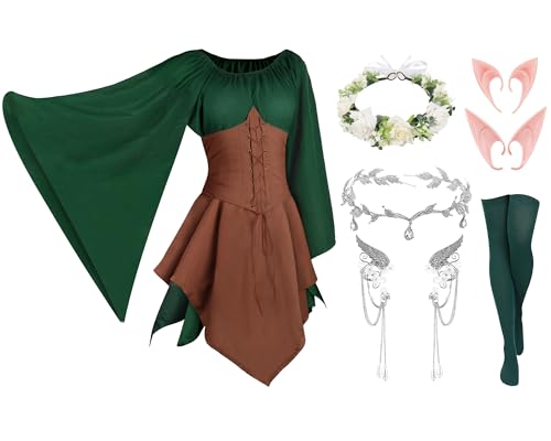 WILDPARTY Mittelalter Kostüm Damen Renaissance Kleid Korsett Trompetenärmel Traditionelles Irisches Kleidung Karneval Fasching Mottoparty Off Shoulder WILDPARTY Mittelalter Kostüm Damen Renaissance Kleid Korsett Trompetenärmel Traditionelles Irisches Kleidung Karneval Fasching Mottoparty Off Shoulder von WILDPARTY