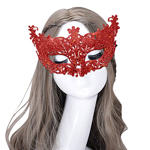 Venezianische Maske Damen Spitze Maske Lace Maske Schwarz/Gold Augenmaske Für Fasching Maskerade Masquerade Halloween Karneval Cosplay Party Gothic Gesichtsmaske Masken Kostüm Maskenmaske Mit Stock von WILLBEST