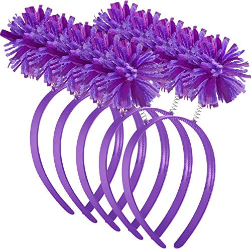 WILLBOND 5 Stück Pom Pom Head Bopper Flauschiger Ball Stirnband Pom Party Kopfbedeckung für Frauen Mädchen Weihnachten Party Zubehör Supply (lila), Einheitsgröße von WILLBOND