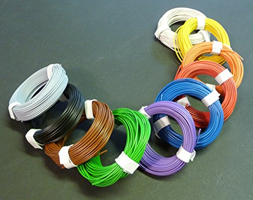 WIM-Modellbau 10-Farben LITZEN Kupfer Kabel 0,14mm² 1-adrig Länge 10 x 10 Meter von WIM-Modellbau