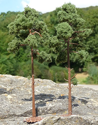 6-STÜCK Modellbau Bäume KIEFERN mit Fuß 16cm hoch WUNDER SCHÖN von WIM-Modellbau
