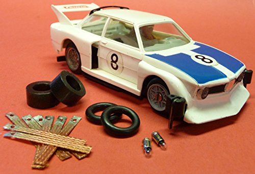 WIM-Slotcar 4-STÜCK Reifen + 8 Schleifer + 2 GLÜHBIRNEN für Carrera Servo 140 V1 Auto`s von WIM-Slotcar