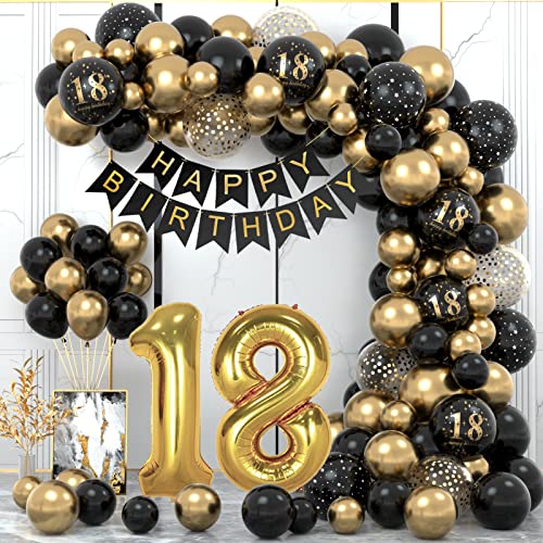 18 Geburtstag Deko, 18. Geburtstag Junge Mädchen, 18 Jahr Geburtstagdeko, Happy Birthday Girlande Ballon Schwarz Gold Deko, Deko 18. Geburtstag Konfetti Luftballons, Birthday Party Decorations 18 Geburtstag Deko, 18. Geburtstag Junge Mädchen, 18 Jahr Geburtstagdeko, Happy Birthday Girlande Ballon Schwarz Gold Deko, Deko 18. Geburtstag Konfetti Luftballons, Birthday Party Decorations von WINAROI