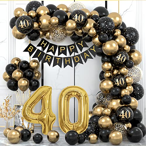 40 Geburtstag Deko, 40. Geburtstag Mann Frauen, 40 Jahr Geburtstagdeko, Happy Birthday Girlande Ballon Schwarz Gold Deko, Deko 40. Geburtstag Konfetti Luftballons, Birthday Party Decorations 40 Geburtstag Deko, 40. Geburtstag Mann Frauen, 40 Jahr Geburtstagdeko, Happy Birthday Girlande Ballon Schwarz Gold Deko, Deko 40. Geburtstag Konfetti Luftballons, Birthday Party Decorations von WINAROI