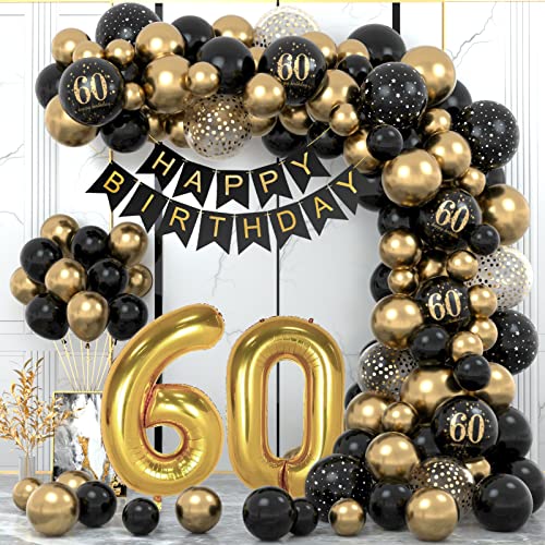 60 Geburtstag Deko, 60. Geburtstag Mann Frauen, 60 Jahr Geburtstagdeko, Happy Birthday Girlande Ballon Schwarz Gold Deko, Deko 60. Geburtstag Konfetti Luftballons, Birthday Party Decorations 60 Geburtstag Deko, 60. Geburtstag Mann Frauen, 60 Jahr Geburtstagdeko, Happy Birthday Girlande Ballon Schwarz Gold Deko, Deko 60. Geburtstag Konfetti Luftballons, Birthday Party Decorations von WINAROI