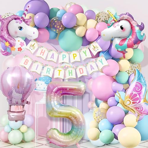 WINFLUENCE Einhorn Geburtstagsdeko Mädchen 5 Jahre, Kindergeburtstag Deko, Luftballons, Schmetterling Folienballon, 5. Geburtstag Mädchen WINFLUENCE Einhorn Geburtstagsdeko Mädchen 5 Jahre, Kindergeburtstag Deko, Luftballons, Schmetterling Folienballon, 5. Geburtstag Mädchen von WINFLUENCE