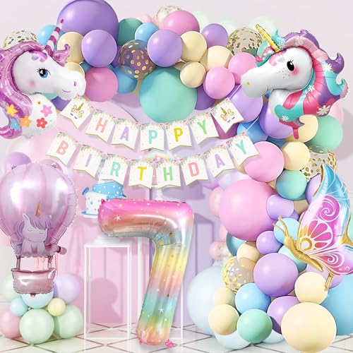 WINFLUENCE Einhorn Geburtstagsdeko Mädchen, 7 Jahre Einhorn Deko Kindergeburtstag, Einhorn Luftballons Geburtstag, Schmetterling Folienballon Kindergeburtstag 7. Geburtstag Mädchen Deko WINFLUENCE Einhorn Geburtstagsdeko Mädchen, 7 Jahre Einhorn Deko Kindergeburtstag, Einhorn Luftballons Geburtstag, Schmetterling Folienballon Kindergeburtstag 7. Geburtstag Mädchen Deko von WINFLUENCE