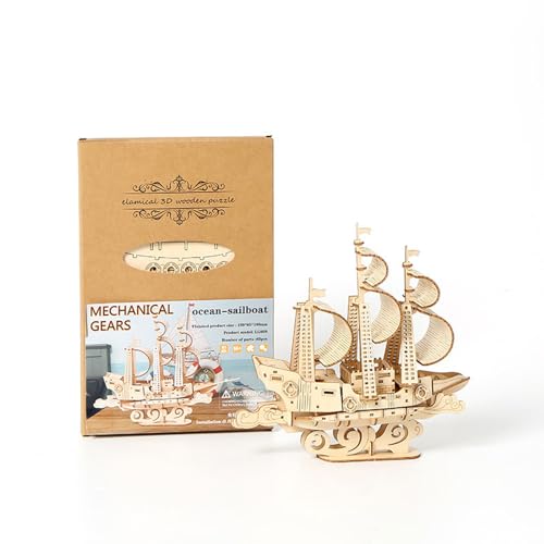 WINIAER 3D-Holzpuzzle-Modellbausatz, Holzmodell, Ozean, Segelboot, Puzzle, Bastelset, ideal für Weihnachts- oder Geburtstagsgeschenke von WINIAER