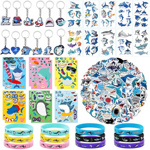96 Stück Mitgebsel Hai Kindergeburtstag Eingeschlossen Hai Schlüsselanhänger Silikonarmbänder Tattoo Aufkleber Puzzle DIY Aufkleber und Sticker Geeignet für Geburtstagsfeiern mit Meeresmotiven 96 Stück Mitgebsel Hai Kindergeburtstag Eingeschlossen Hai Schlüsselanhänger Silikonarmbänder Tattoo Aufkleber Puzzle DIY Aufkleber und Sticker Geeignet für Geburtstagsfeiern mit Meeresmotiven von WINMIND