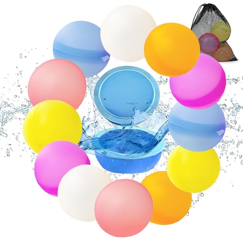 Wiederverwendbare Wasserbomben, Wasserspielzeug für Kinder im Freien, Selbstverschließende Silikon-Sprühbälle, Lebensmittelechtes Silikon, Geeignet für Wasserschlachten(12 Packungen) von WINNER SPACE