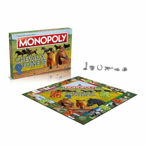 Winning Moves - Monopoly Pferde und Ponys – Gesellschaftsspiel – Brettspiel – französische Version von Winning Moves