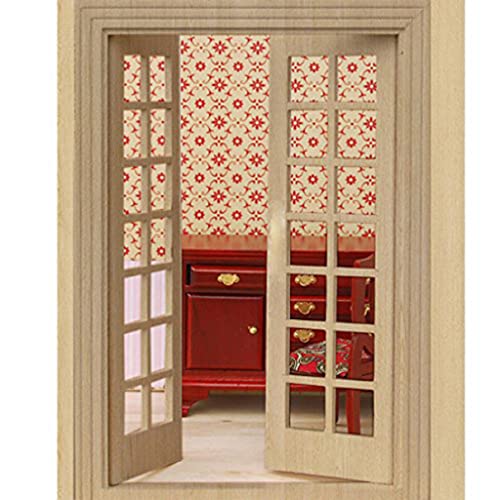 WINOMO 1:12 Puppenhaus-Möbel, hölzerne Außentür, 28 Panel von WINOMO