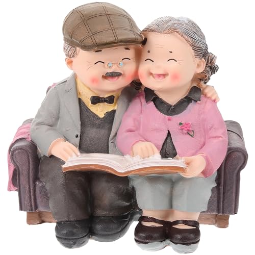 WINOMO Älteres Paar Figur Opa Oma Kuchen Topper Großeltern Torte Topper Tortenfigur Kuchendeckel Statue Skulptur Desktop Ornament für Valentinstag Jubiläum Party Dekoration von WINOMO
