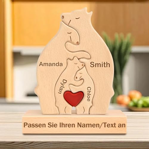 Personalisiertes Holzpuzzle mit Bärenfamilie individueller Name mit 2-7 Familiennamen Tierische Dekorationsornamente personalisierte Geschenke für Mama Papa Muttertag Geburtstag Jahrestag (Tragen 1) Personalisiertes Holzpuzzle mit Bärenfamilie individueller Name mit 2-7 Familiennamen Tierische Dekorationsornamente personalisierte Geschenke für Mama Papa Muttertag Geburtstag Jahrestag (Tragen 1) von WINSD