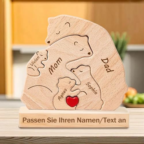 Personalisiertes Holzpuzzle mit Bärenfamilie individueller Name mit 2-7 Familiennamen Tierische Dekorationsornamente personalisierte Geschenke für Mama Papa Muttertag Geburtstag Jahrestag (Tragen 2) Personalisiertes Holzpuzzle mit Bärenfamilie individueller Name mit 2-7 Familiennamen Tierische Dekorationsornamente personalisierte Geschenke für Mama Papa Muttertag Geburtstag Jahrestag (Tragen 2) von WINSD
