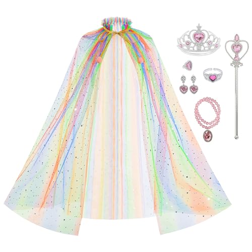 WIOLETA Prinzessinnen Kleidung für kleine Mädchen, Prinzessinnen Kleider für Mädchen, Prinzessinnen Umhang Set für Mädchen,Geburtstagsgeschenke von WIOLETA