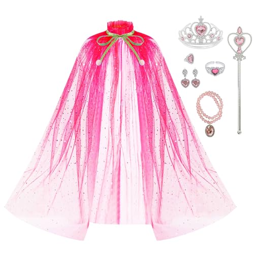 WIOLETA Prinzessinnen Kleidung für kleine Mädchen, Prinzessinnen Kleider für Mädchen, Prinzessinnen Umhang Set für Mädchen,Geburtstagsgeschenke von WIOLETA