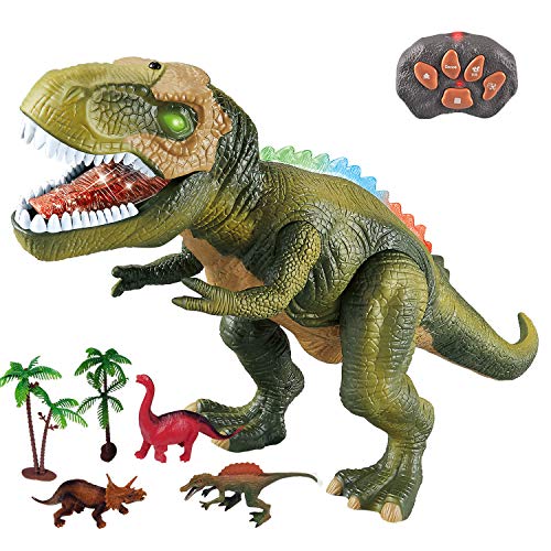 WISHTIME Fernbedienung Dinosaurier Electric Toy Kinder RC Tierspielzeug LED Leuchten Dinosaurier Gehen und Brüllen Realistische T-Rex Roboter Spielzeug Für Kleinkinder Jungen Mädchen von WISHTIME