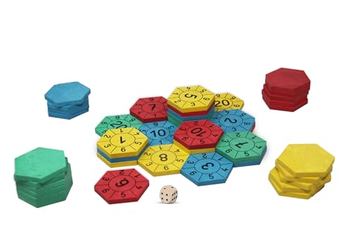 WISSNER Mathespiel für die Vorschule & Grundschule in 4 Farben - Erstklassiges & Öko-freundliches Kopfrechnen-Rechenspiel - 44 sechseckige Spielsteine zum Ausbau des ordinalen Zahlenaspektes WISSNER Mathespiel für die Vorschule & Grundschule in 4 Farben - Erstklassiges & Öko-freundliches Kopfrechnen-Rechenspiel - 44 sechseckige Spielsteine zum Ausbau des ordinalen Zahlenaspektes von WISSNER