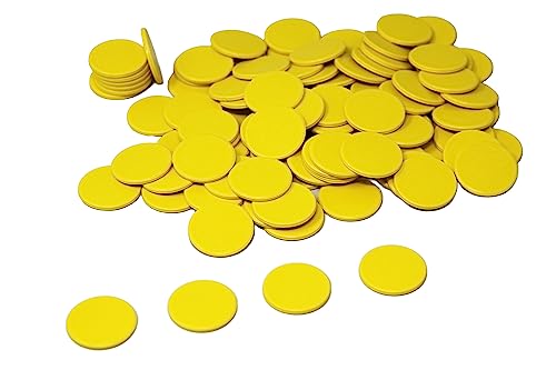 WISSNER Spielchips gelb (100 Stück) aus RE-Plastic® | Zählchips Marker Tokens ø 25 mm von WISSNER
