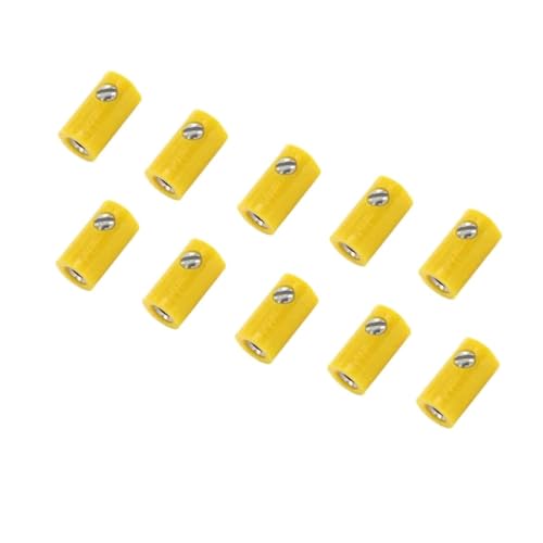 WITTKOWARE 2,6mm Zwergkupplungen mit Schraubanschluss (passend für 2,6mm Zwergstecker), 10 Stück, gelb von WITTKOWARE