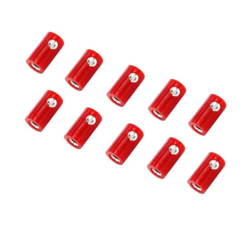 WITTKOWARE 2,6mm Zwergkupplungen mit Schraubanschluss (passend für 2,6mm Zwergstecker), 10 Stück, rot von WITTKOWARE
