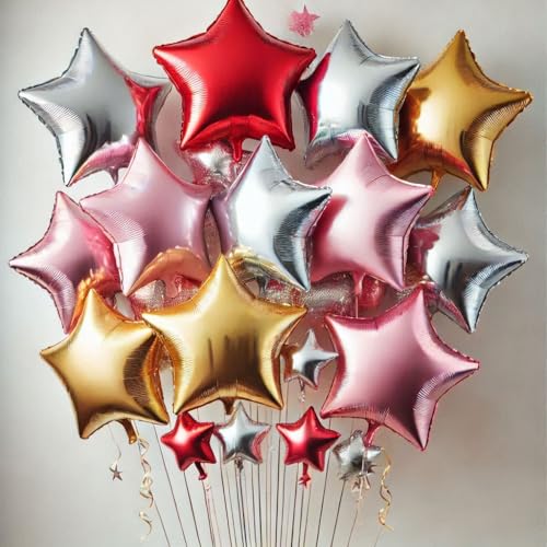 Mylar-Luftballons in Sternform, rot, 45,7 cm, für Geburtstagsparty-Dekorationen, Hochzeitsdekoration, Verlobungsfeier, Urlaub, Babyparty Mylar-Luftballons in Sternform, rot, 45,7 cm, für Geburtstagsparty-Dekorationen, Hochzeitsdekoration, Verlobungsfeier, Urlaub, Babyparty von WITTY CUTIES