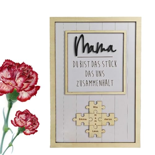 Personalisiertes Mama Puzzle Geschenk aus Holz, 25×38 cm Handgemachtes Holzschild Muttertagsgeschenk mit Namen – Deko für Mama, Oma, Familie (Holz Farbe) von WIWIDANG