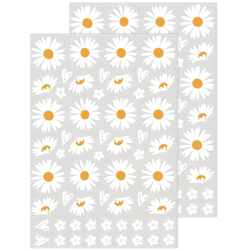 WJIAAA 2 Blatt Fahrrad Aufkleber,Daisy Blumen Fahrradaufkleber Blumen Mädchen Blüten Sticke für Rahmen Roller Notebook Laptop Handy Dekorativ von WJIAAA