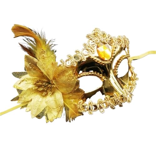 Maskerade Maske Kostüme Frauen Maske Silber Weiß Gold Schwarz Spitze Gesicht Prinzessin Maskenball Ausgefallene Masken Partyzubehör(Gold) von WJIAYAO